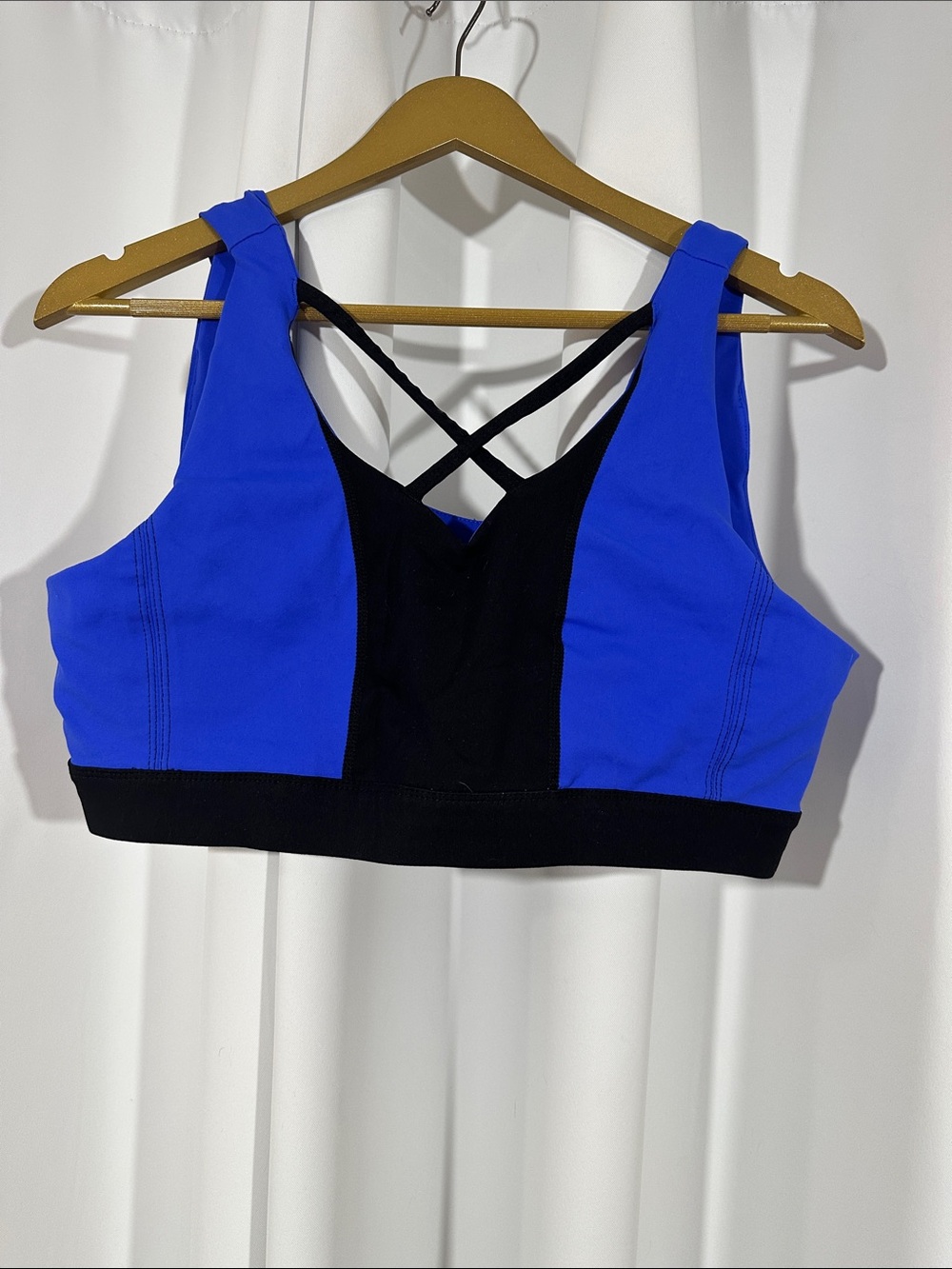 Torrid Active Sports Bra Size 1X Blue Black Crisscross Back Plus Size